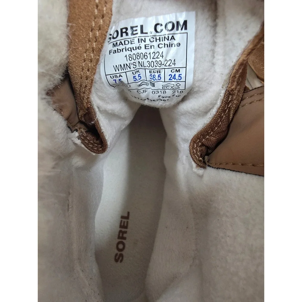 Sorel Ankle Boots Womens 7.5 Whitney Short Lace Waterproof Elk Brown Suede